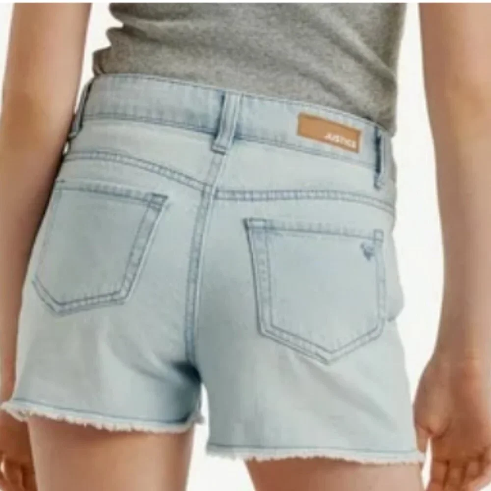 Justice Girls Mini Mom Light Wash Jean Shorts